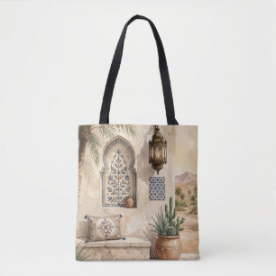 Bolso De Tela Arte de pared acuarela boho oasis del desierto mar