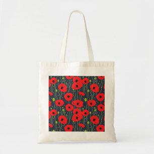 Bolso De Tela Arte de patrón de amapolas rojas modernas vibrante