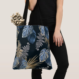 Bolso De Tela Arte de patrón de hojas de palma tropicales de oro