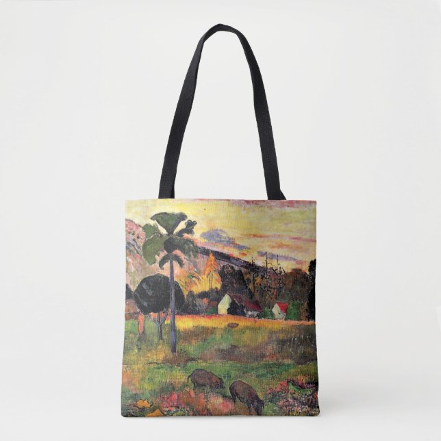 Bolso De Tela Arte de Paul Gauguin: Ven aquí, camino en Tahití, (Anverso)