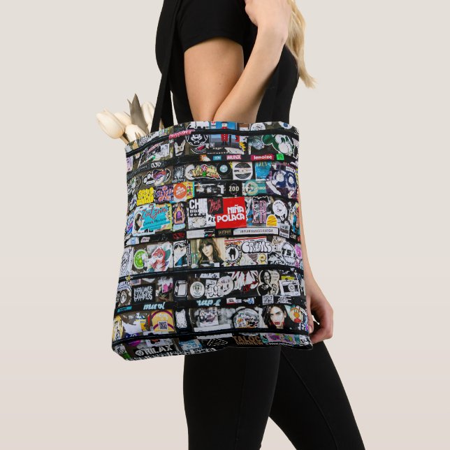 Bolso De Tela Arte de pegatinas urbanas (Detalle)