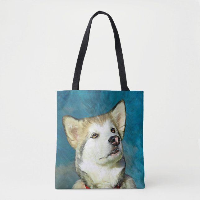 Bolso De Tela Arte de perro en Malamute (Anverso)