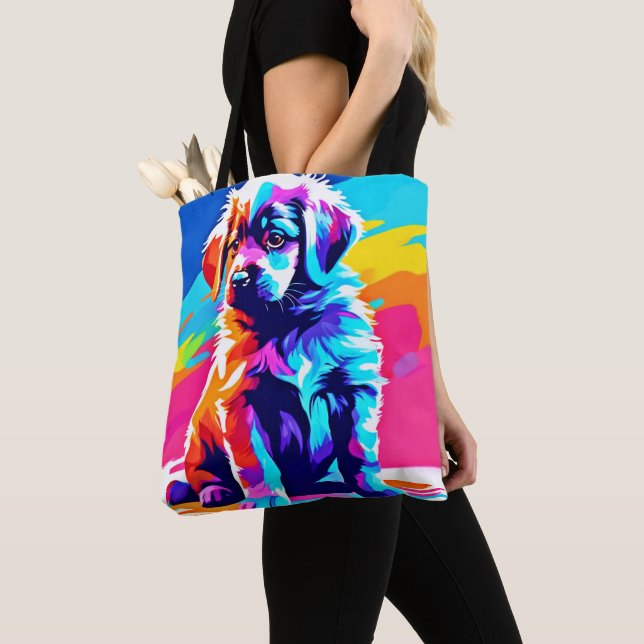 Bolso De Tela Arte de perros con abrazo de arcoiris (Detalle)