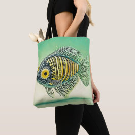 Bolso De Tela Arte De Pescado Estilizado