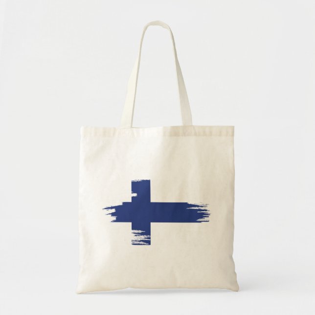 Bolso De Tela Arte de pincel de bandera de Finlandia (Frente)