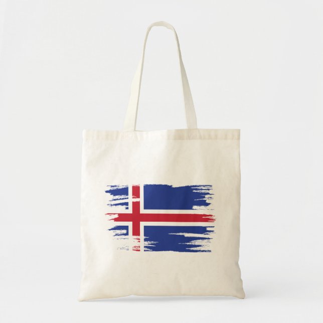 Bolso De Tela Arte de pincel de bandera de Islandia (Frente)