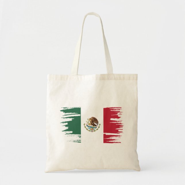 Bolso De Tela Arte de pincel de bandera de México (Frente)