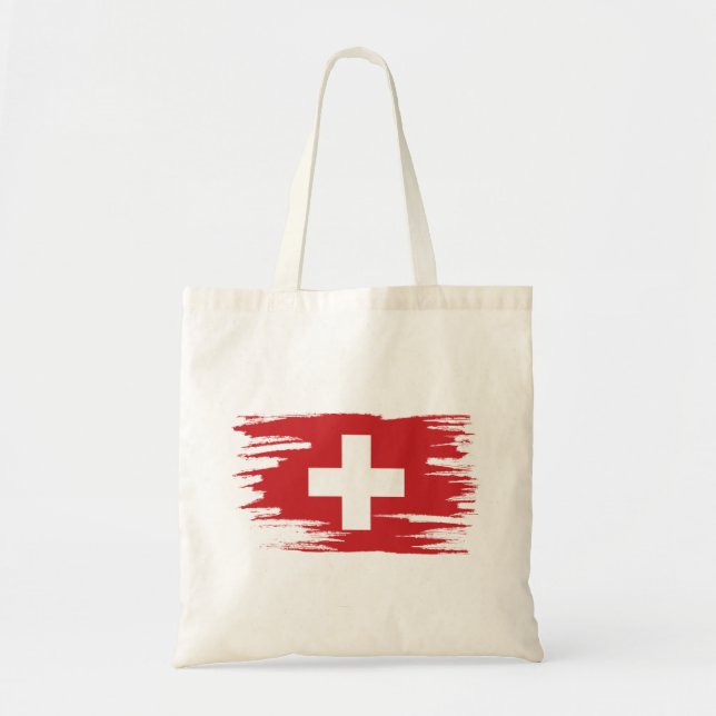 Bolso De Tela Arte de pincel de bandera de Suiza (Frente)