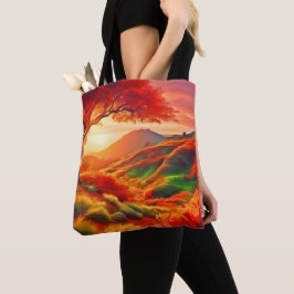 Bolso De Tela Arte de pintura de paisaje de puesta de sol de oto