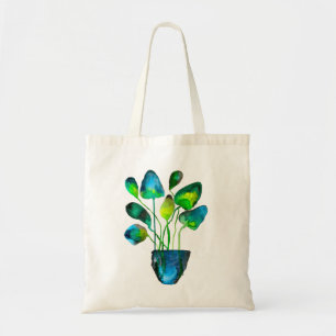 Bolso De Tela Arte de planta acuarela abstracto verde y azul