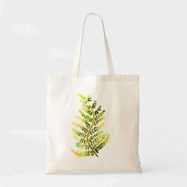 Bolso De Tela Arte de plantas de hojas de helecho verde (Frente)