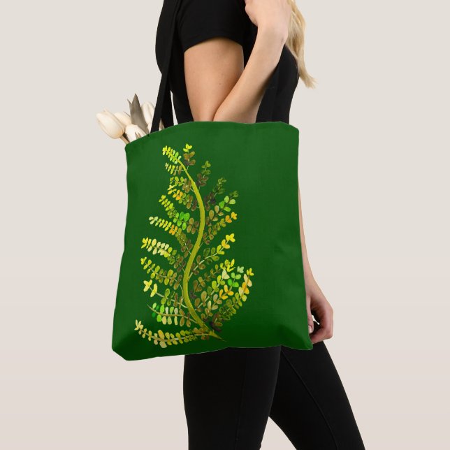 Bolso De Tela Arte de plantas de hojas de helecho verde (Detalle)