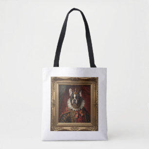 Bolso De Tela Arte de Pug Negro Inspirado en Retratos de Reinas