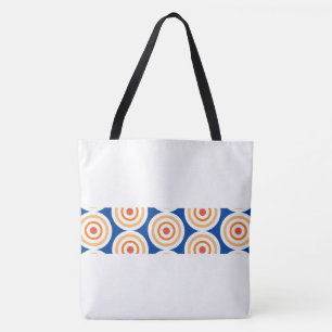 Bolso De Tela Arte de rayas profesionales baldosas blancas, azul