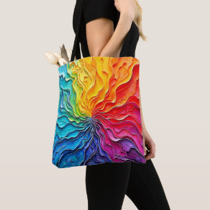 Bolso De Tela Arte de remolino de arcoíris texturizado