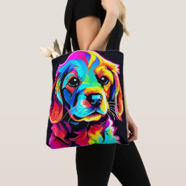 Bolso De Tela Arte de retrato de perro arco iris
