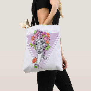 Bolso De Tela Arte de retratos de flores de perro de galgo itali