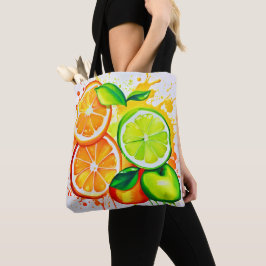 Bolso De Tela Arte de Salpicaduras de Frutas Cítricas Vibrantes