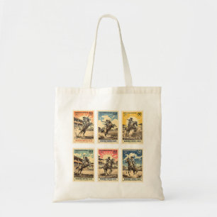 Bolso De Tela Arte de sello postal de vaquero de rodeo occidenta