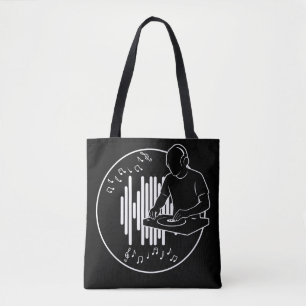 Bolso De Tela Arte de Silueta de DJ en Blanco y Negro