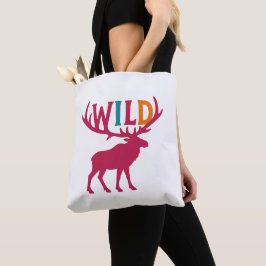 Bolso De Tela Arte de silueta morosa con tipografía de antler si