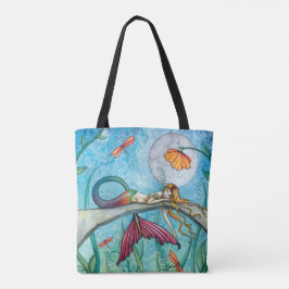 Bolso De Tela Arte de Sirena Divertida y Colorida por Molly Harr