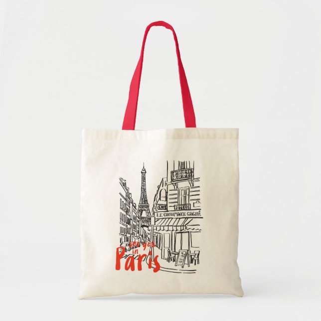 Bolso De Tela Arte de Sketch Street de París (Frente)