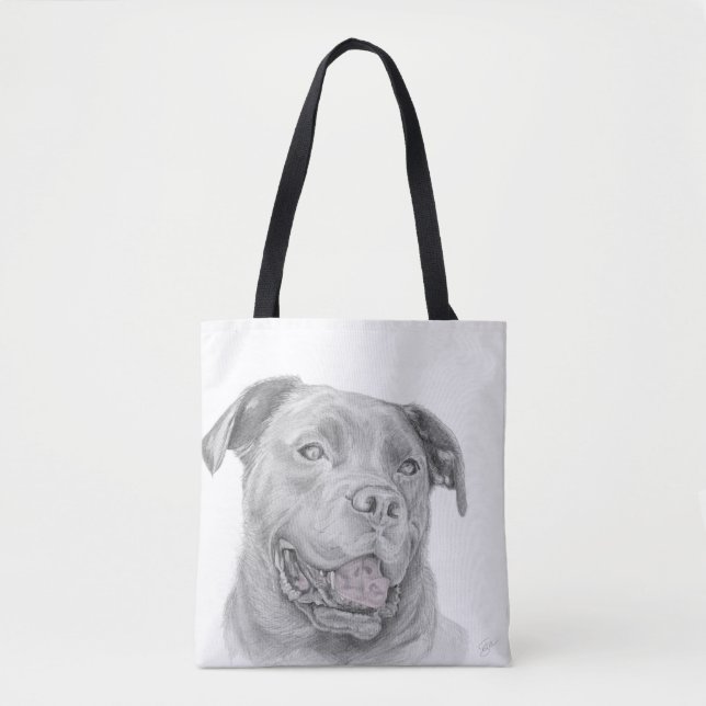 Bolso De Tela Arte de Staffordshire Terrier americano Pitbull (Anverso)