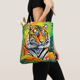 Bolso De Tela Arte de tigre tropical