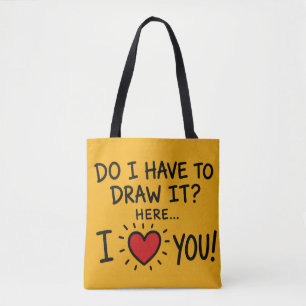 Bolso De Tela Arte de Tipografía Romántica Adorable