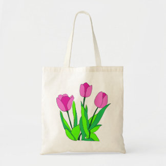 Bolso De Tela Arte de tulipán rosa floral