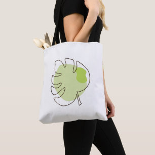 Bolso De Tela Arte de una sola línea tropical aislado follaje