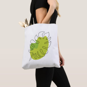 Bolso De Tela Arte de una sola línea tropical aislado follaje
