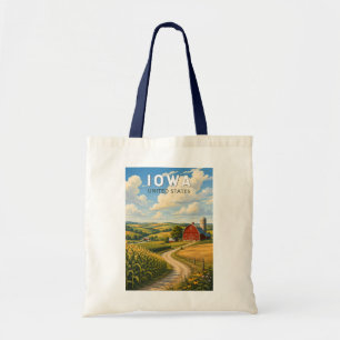 Bolso De Tela Arte de Viaje Ilustración Vintage Iowa