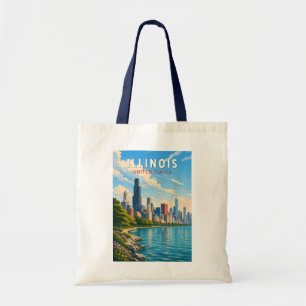 Bolso De Tela Arte de viaje vintage de ilustración de Illinois