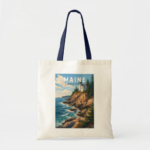 Bolso De Tela Arte de viaje vintage de ilustración de Maine