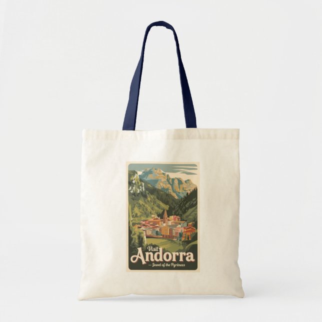 Bolso De Tela Arte de viajes de Ilustracion de Andorra (Frente)