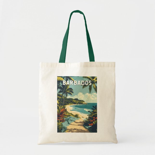 Bolso De Tela Arte de viajes de Ilustracion de Barbados (Frente)