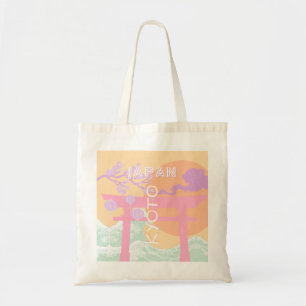 Bolso De Tela Arte de viajes de Kioto Japón, arte Naranja Pastel
