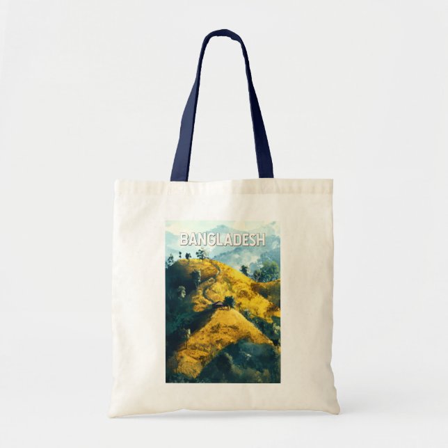 Bolso De Tela Arte de viajes en Ilustracion de Bangladesh (Frente)