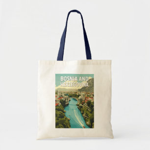 Bolso De Tela Arte de viajes en Ilustracion de Bosnia y Herzegov