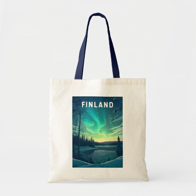 Bolso De Tela Arte de viajes en Ilustracion de Finlandia (Frente)
