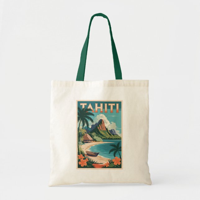 Bolso De Tela Arte de viajes en Ilustracion de la Polinesia Fran (Frente)