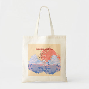 Bolso De Tela Arte de viajes en Seúl, Corea del Sur, Pastel