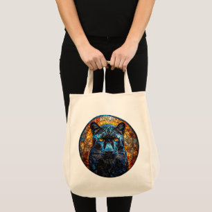 Bolso De Tela Arte de vidrio emplomado de pantera majestuosa