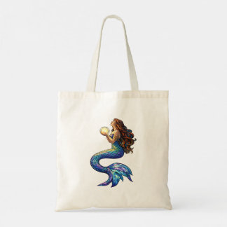 Bolso De Tela Arte de vidrio emplomado Sirena a la luz de la lun