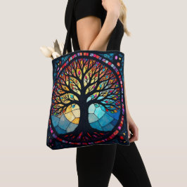 Bolso De Tela Arte de Vidrio Teñido, Árbol de la Vida en Vidrio 