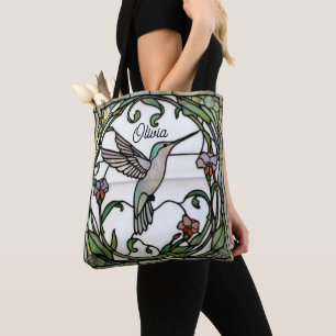 Bolso De Tela Arte de vidrio teñido elegante art nouveau colibrí