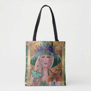 Bolso De Tela Arte de zorro brujo de Halloween por Renee Lavoie