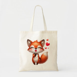 Bolso De Tela Arte de zorro Kawaii con corazones